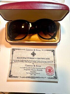 Camrose & Kross Jacqueline Kennedy Sunglasses – With Certificate & Card
